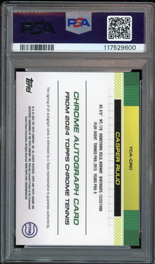 2024 Topps Chrome Sapphire Tennis Orange /25 Casper Ruud Auto PSA 10 GEM MINT
