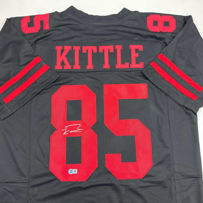 Autographed/Signed George Kittle San Francisco Black Jersey Beckett BAS COA