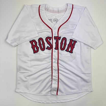 Autographed/Signed Garrett Crochet Boston White Baseball Jersey JSA COA