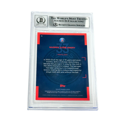 Warren Zaire-Emery Signed 2022-23 Topps PSG Rookie #10 - BGS 10 Autograph