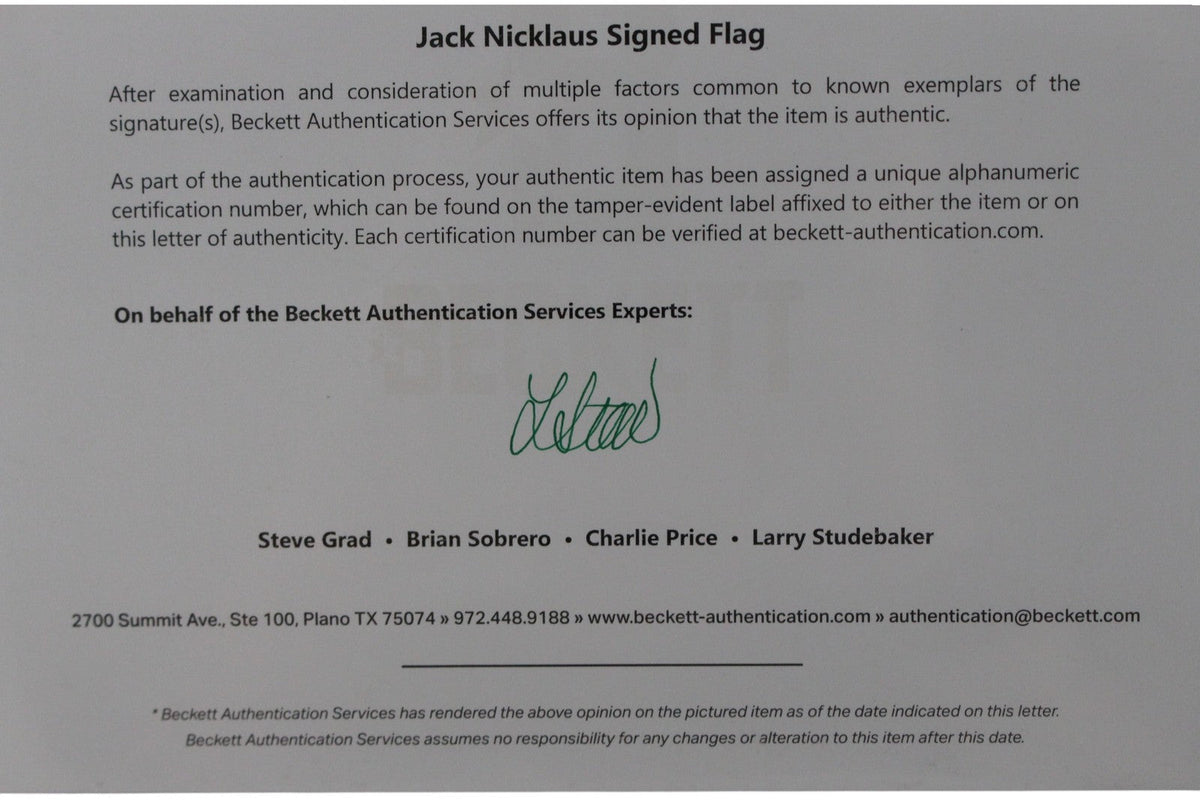 Jack Nicklaus Autographed PGA Golf Cherry Hills 93 US Senior Open Flag BAS 52851
