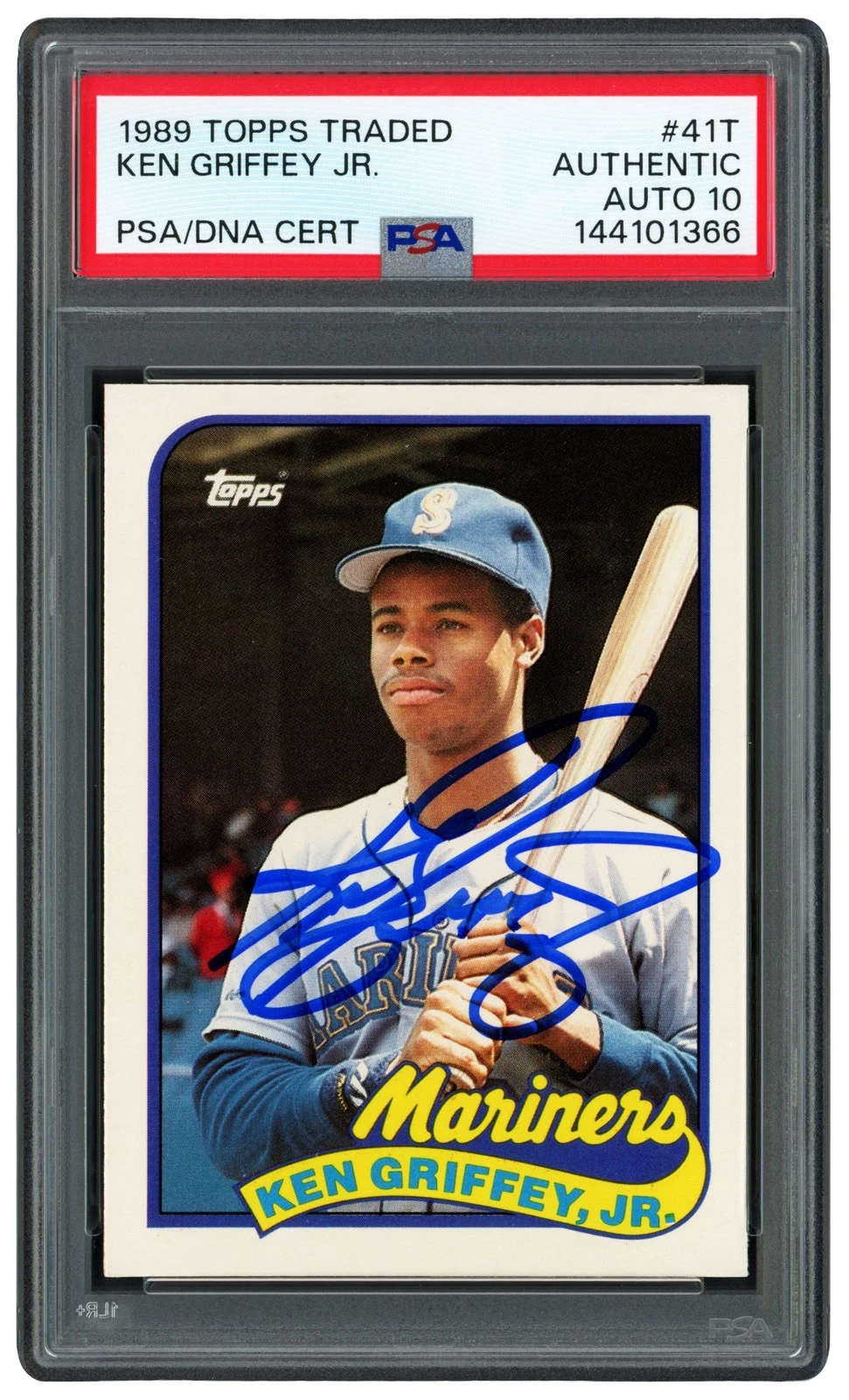 Ken Griffey Jr. Signed 1989 Topps Traded RC 41T Seattle Mariners Sig 10 PSA/DNA