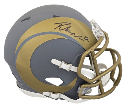 Rams Puka Nacua Authentic Signed Slate Speed Mini Helmet W/ Case Fanatics