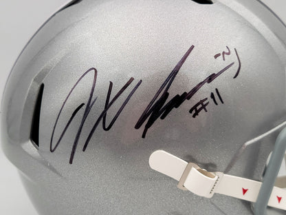 JAXON SMITH-NJIGBA AUTOGRAPHED OHIO STATE SILVER FULL SIZE HELMET BECKETT 203465