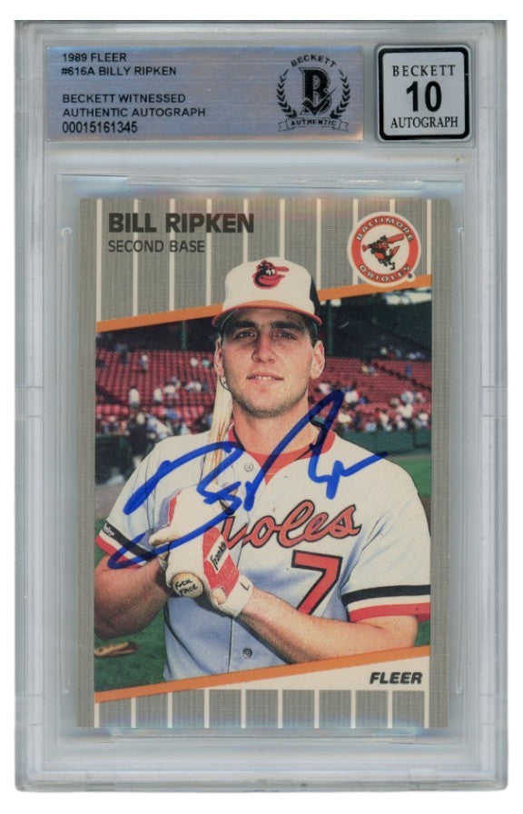 Billy Ripken Autographed 1989 Fleer #616 Error Card 10 Grade Beckett 52541