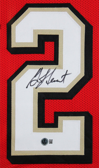 Garrison Hearst Signed Red Pro Style Framed Jersey w/ Dropshadow BAS Witnessed