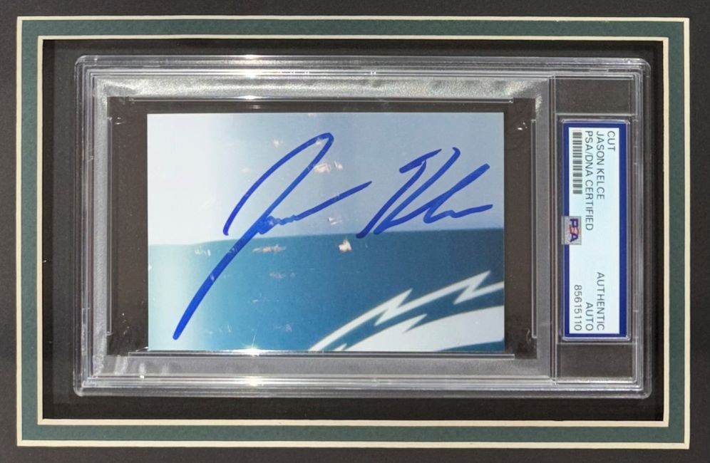 Jason Kelce Signed Framed Cut Signature w/ 8x10 Philadelphia Eagles Photo PSA