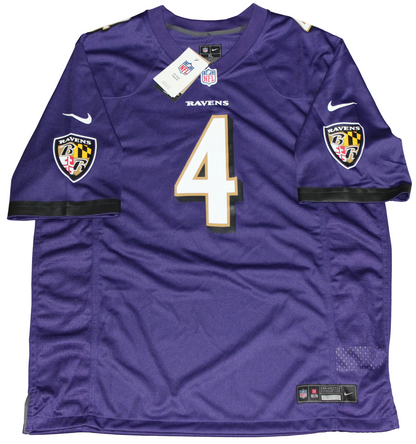 ZAY FLOWERS AUTOGRAPHED BALTIMORE RAVENS #4 PURPLE NIKE JERSEY BECKETT