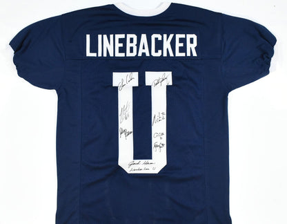 Linebacker U Autographed Blue College Style Jersey - JSA W *Black