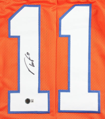 Troy Franklin Signed Denver Broncos Pro Cut Jersey (Beckett) 2024 Rnd Pck Oregon