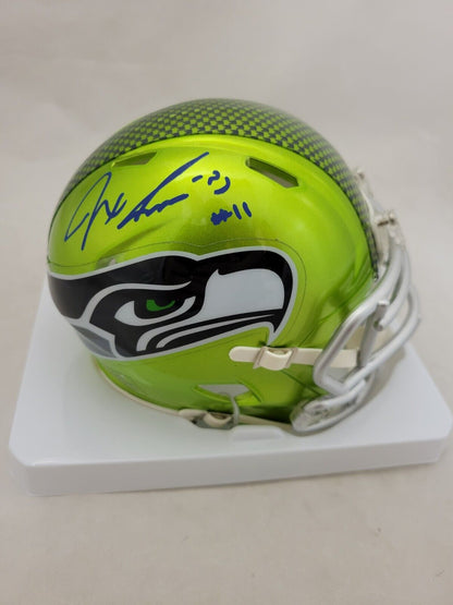 JAXON SMITH-NJIGBA SIGNED SEATTLE SEAHAWKS FLASH SPEED MINI HELMET FANATICS QR