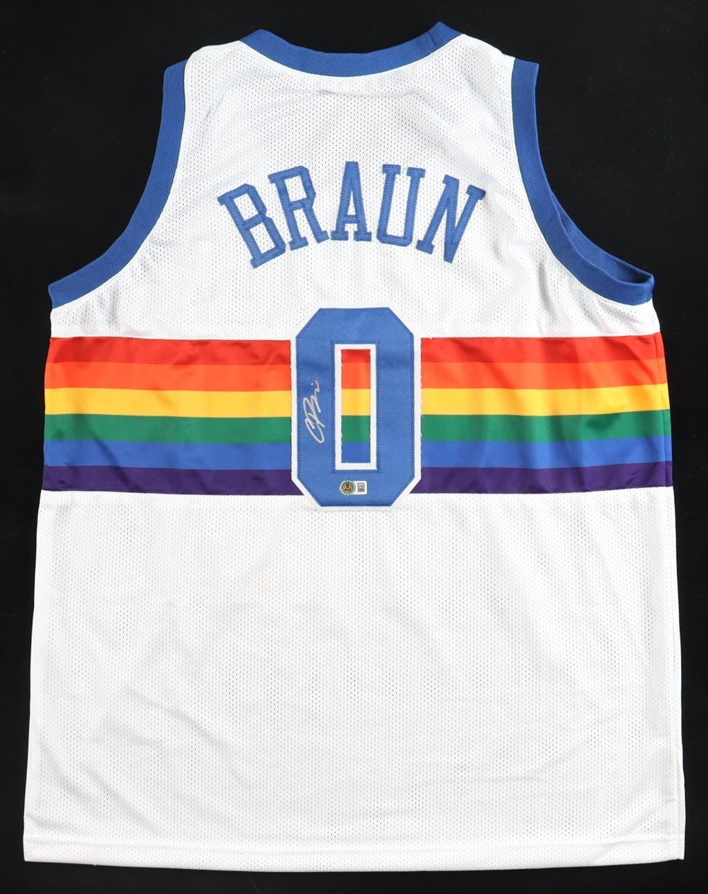 Christian Braun Signed Denver Nuggets Throwback Jersey (Beckett) 2023 NBA Champs