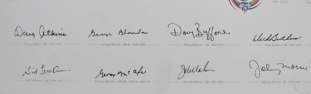 Bears World Championships Multi-Signed (20) Print to Luckman Sayers Butkis 99555