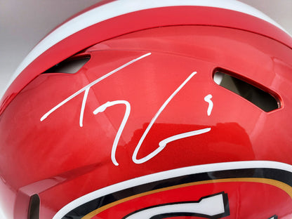 TREY LANCE AUTOGRAPHED 49ERS FLASH RED FULL SIZE AUTHENTIC HELMET BECKETT 197091