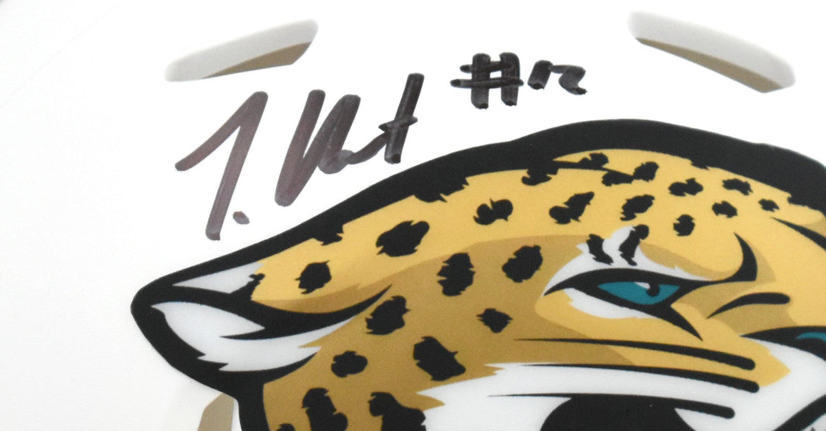 Travis Hunter Autographed Jaguars Alt 2024 Speed Mini Helmet - Beckett W Holo