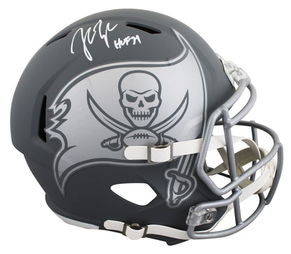 Buccaneers John Lynch "HOF 21" Signed Slate F/S Speed Rep Helmet W/ Case BAS Wit
