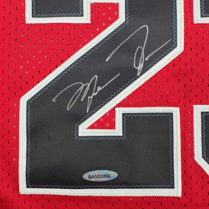 Autographed/Signed Michael Jordan Chicago Red Jersey Upper Deck UDA COA