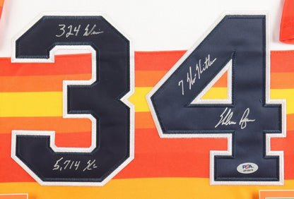 Nolan Ryan Signed Framed Jersey with Hall of Fame Pin & Patch 3xInscribed (PSA)